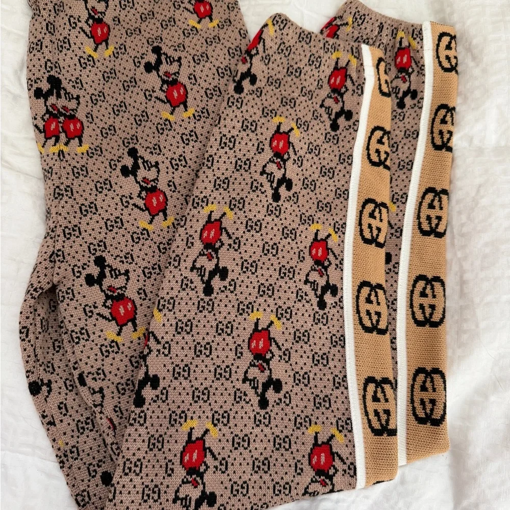 Mickey Mouse Gucci Design Tracker Pants Super Thick Warm Fabric Unmarked! XS/S - Picture 2 of 12